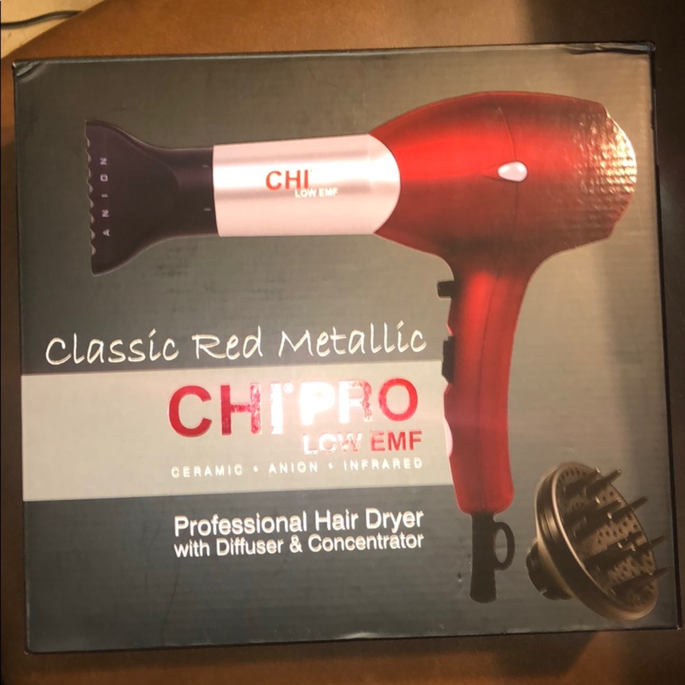 New in box CHI Pro Low EMF Blow Dryer Red
